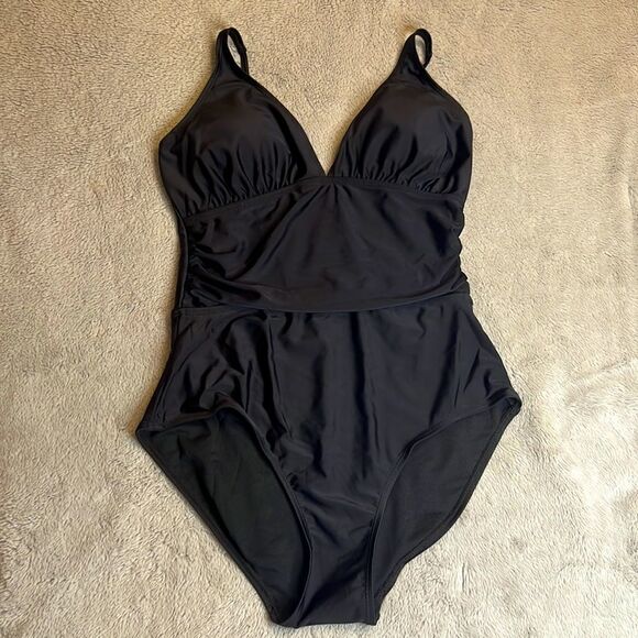 NWT Jones New York Black One Piece Swimsuit - Size Medium - Picture 2 of 14